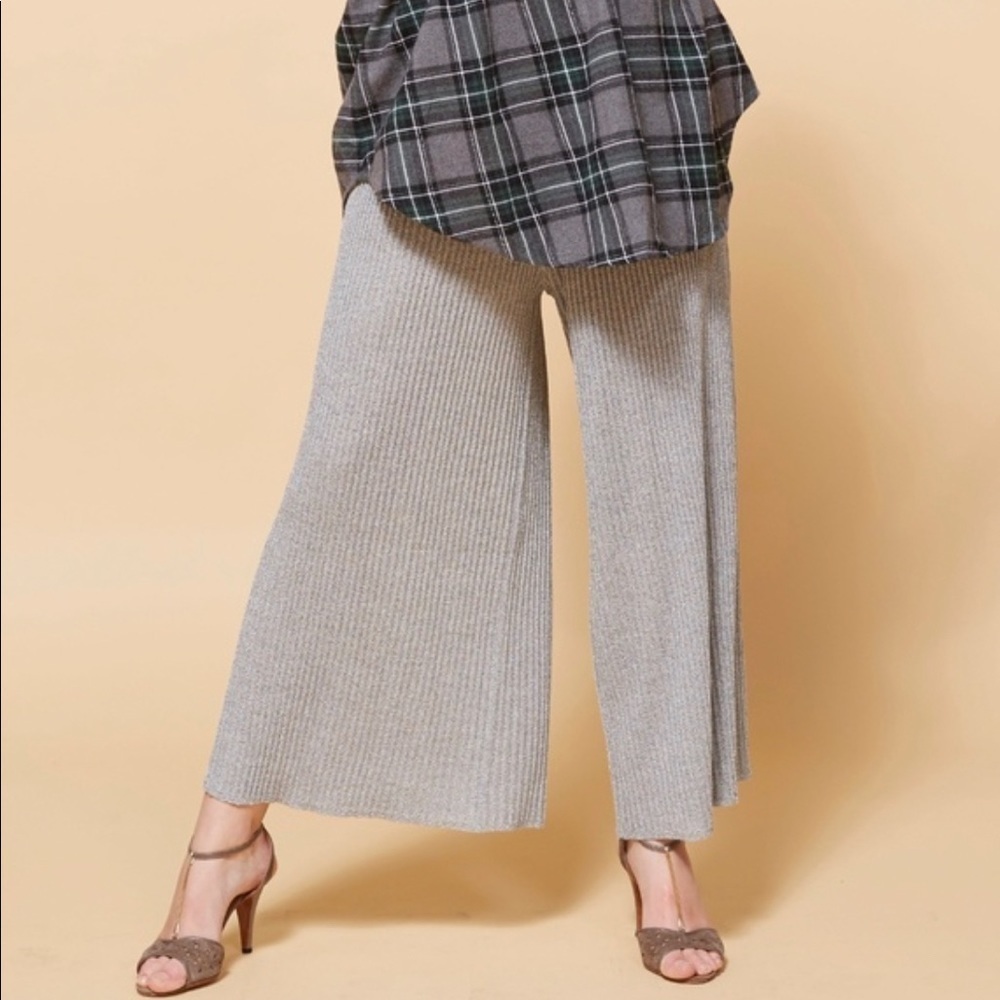 Mes Demoiselles Paris Pants | Mes Demoiselles Silver Sparkly Wide Leg Pants